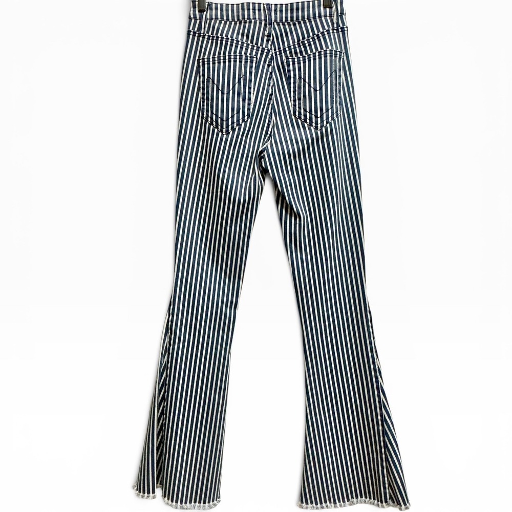 Show Me Your Mumu Berkeley Bell Bottom Jeans Blue White Stripe High Rise XS 25 - Picture 4 of 9